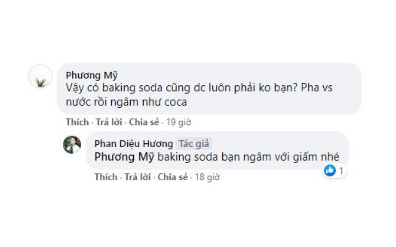 Chị Phan Diệu Hương chia sẻ bạn có thể sử dụng baking soda pha với giấm cho hiệu quả tương tự