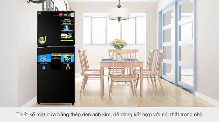 Tủ lạnh Panasonic ngăn đá trên sở hữu kiểu dáng tinh tế, sang trọng