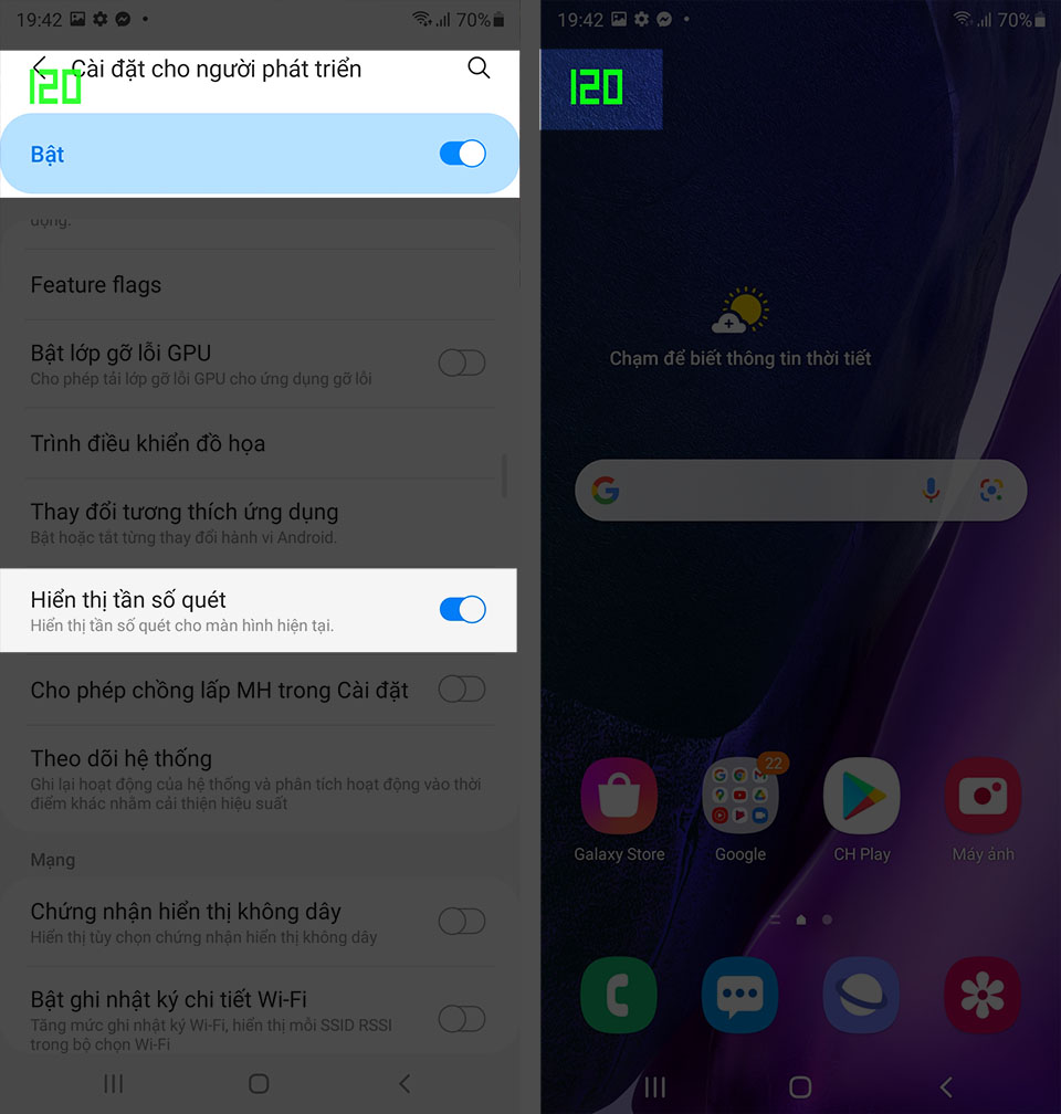 One UI 3.0 cho phép hiển thị tốc độ làm tươi màn hình One UI 3.0 cho phép hiển thị tốc độ làm tươi màn hình