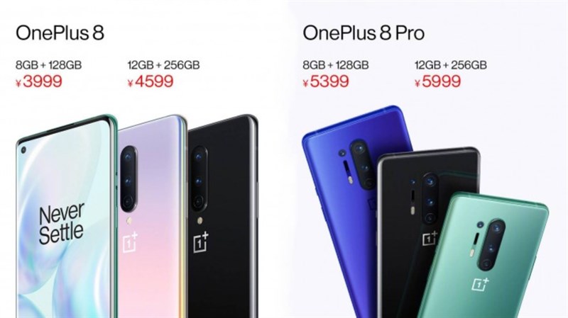 Giá bán khởi điểm của OnePlus 8 5G và OnePlus 8 Pro 5G