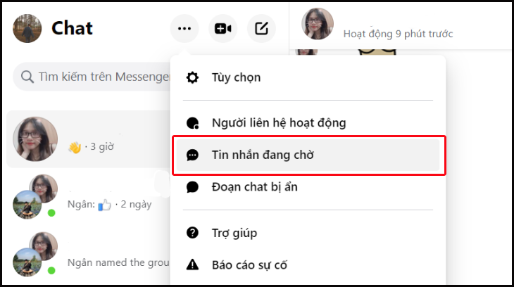 Hướng dẫn các bước xem tin nhắn chờ trên messenger vô cùng đơn giản > Chọn mục tin nhắn chờ