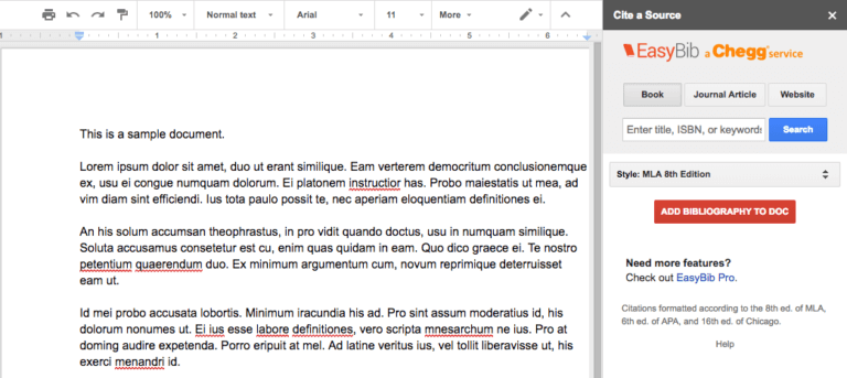 14 tiện ích bổ sung hữu ích giúp việc sử dụng Google Docs trở nên dễ dàng hơn > EasyBib: Tạo mục lục tham khảo