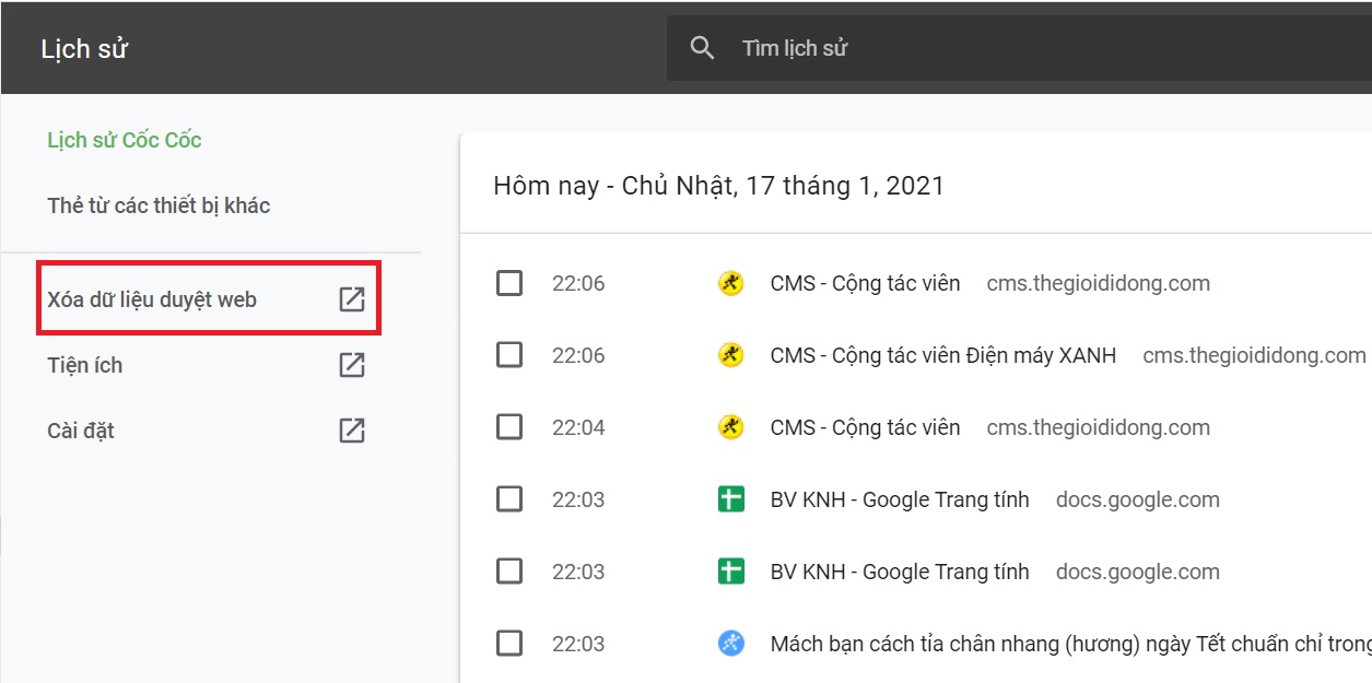 Xóa lịch sử tìm kiếm trên Google