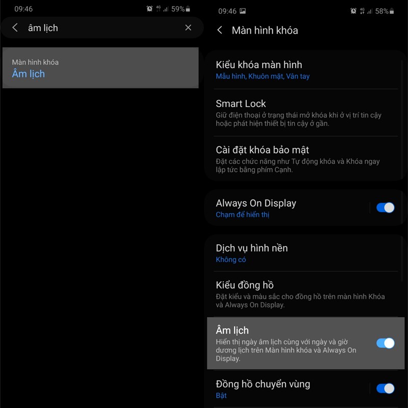  xem âm lịch trên máy Samsung