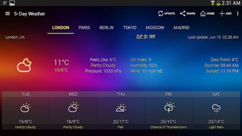 Ứng dụng Weather & Clock Widget for Android