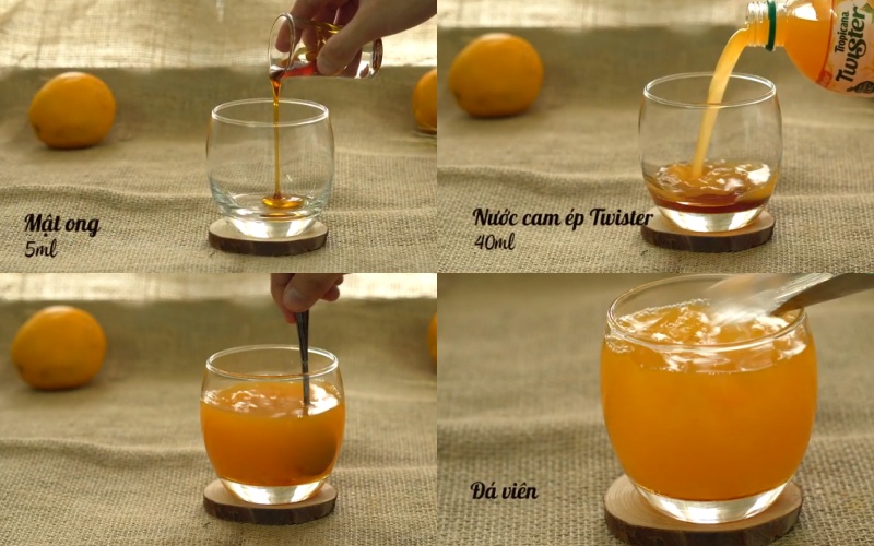Cách làm nước cam ép Twister cùng mật ong