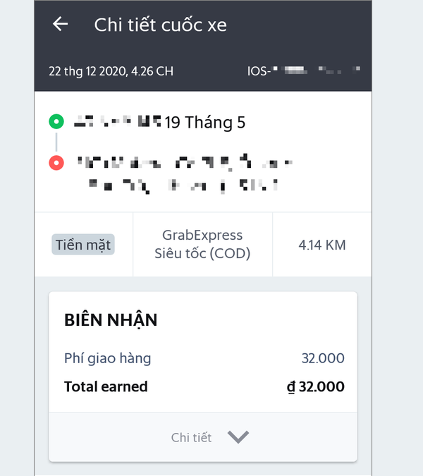 Đơn giao hàng trên GrabExpress của C. lấy hàng từ một căn nhà tại quận Hà Đông. Kẻ lừa đảo đã dùng thủ đoạn tinh vi để gài bẫy