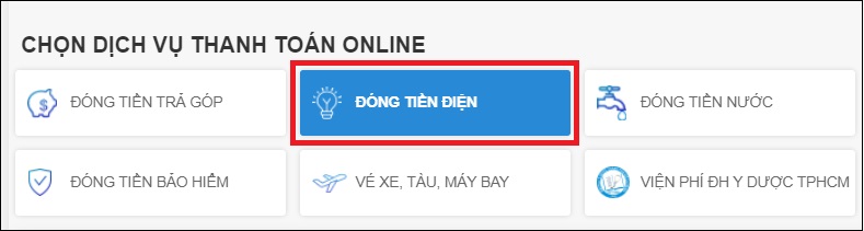 Chọn mục Đóng tiền điện