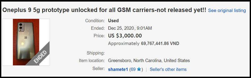 Bài đăng bán OnePlus 9 trên eBay Bài đăng bán OnePlus 9 trên eBay