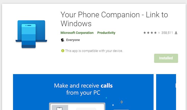Ứng dụng Your Phone trên Windows 10 là gì? Hướng dẫn cài đặt trên Android và laptop nhanh chóng > Your phone trên Google play store