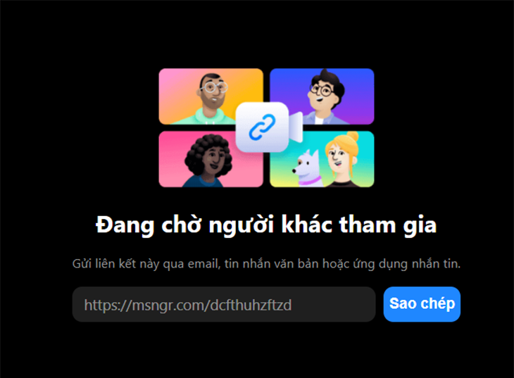 Tạo phòng họp online với tính năng mới của Messenger cực kì đơn giản > Lấy link phòng họp gửi cho mọi người