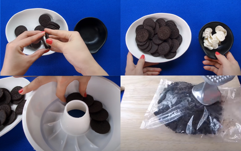 Chuẩn bị phần bánh Oreo