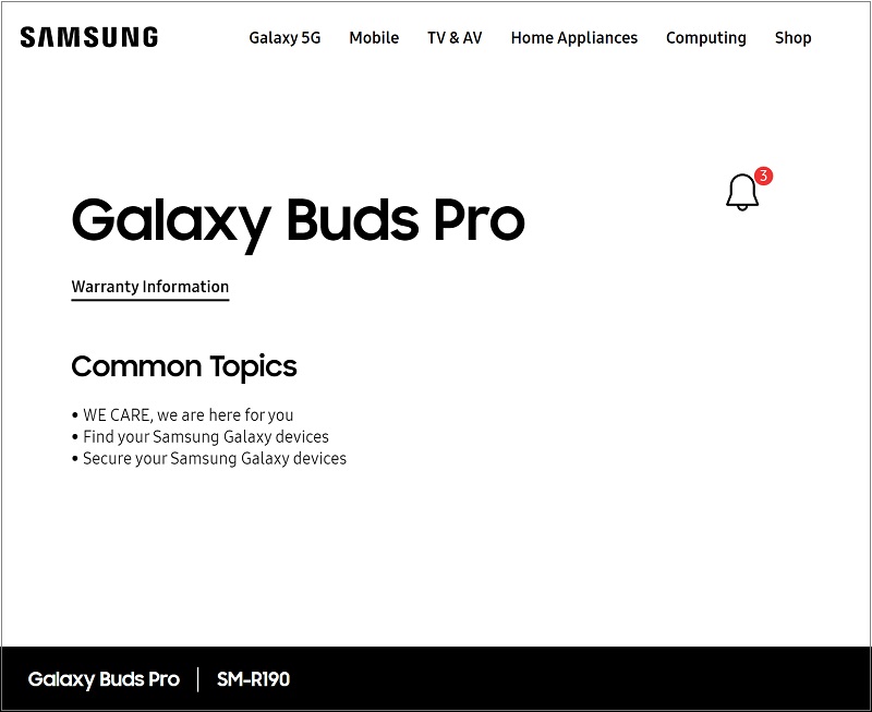 Trang hỗ trợ tai nghe Galaxy Buds Pro đã được tạo