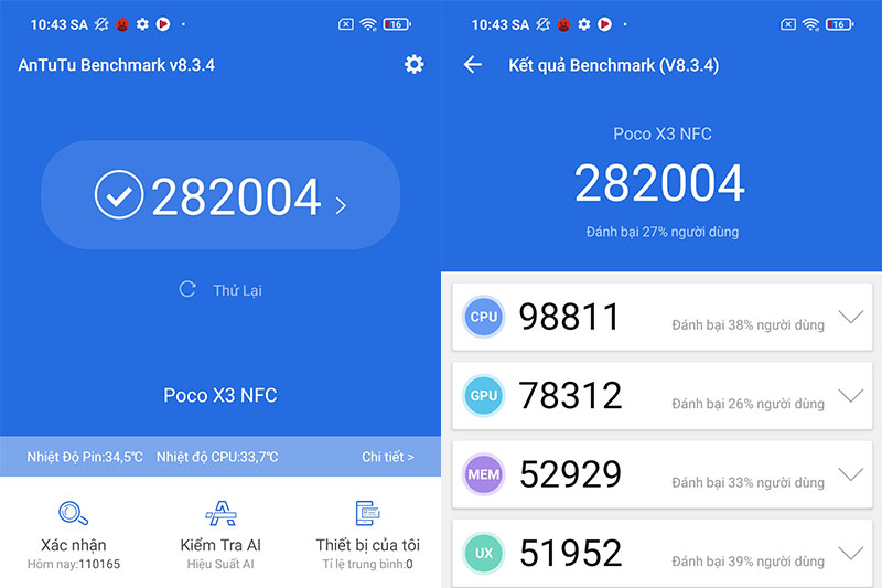 Điểm hiệu năng POCO X3