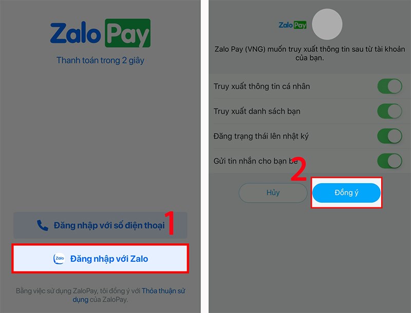 Bước 2: Chọn đăng nhập bằng tài khoản Zalo  Chọn Đồng ý để cho phép Zalo truy xuất thông tin tài khoản.