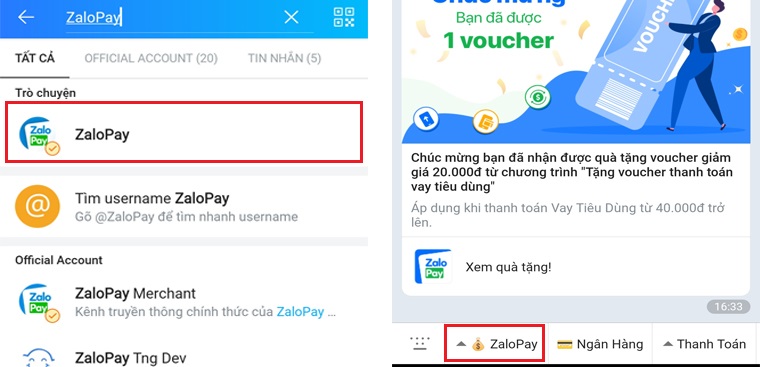 Zalo Pay là gì? Hướng dẫn cách đăng ký Zalo Pay cực nhanh chóng > Bước 1: Truy cập Zalo > Tìm kiếm từ khóa 