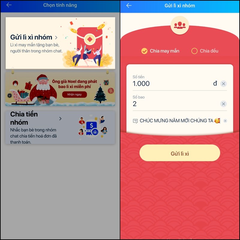 Lì xì trực tiếp qua Zalo vừa nhanh vừa tiện lợi Lì xì trực tiếp qua Zalo vừa nhanh vừa tiện lợi
