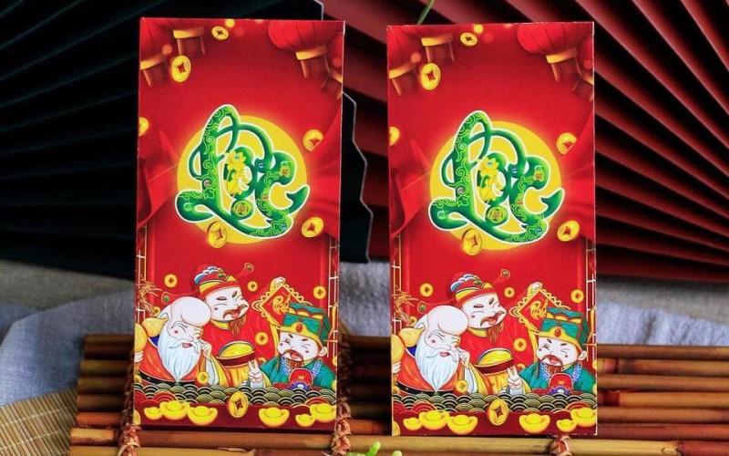 Bao lì xì Phúc - Lộc - Thọ với hình 3 vị Phúc - Lộc - Thọ