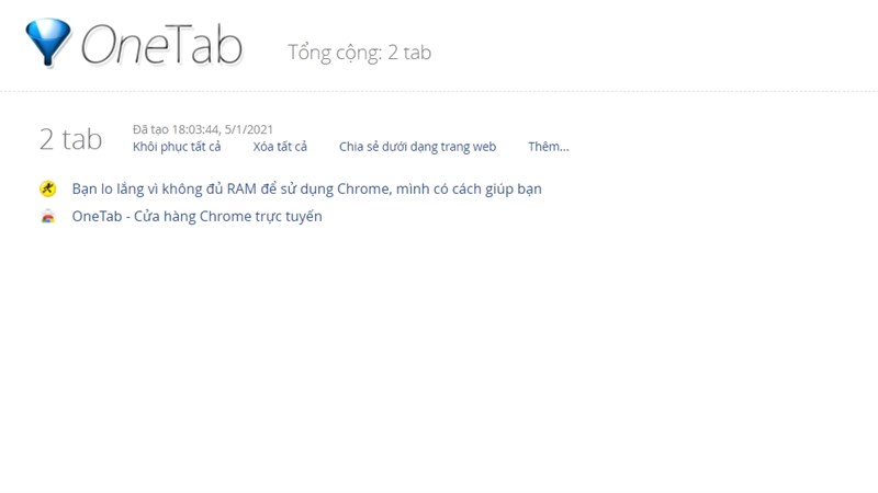 RAM để sử dụng Chrome