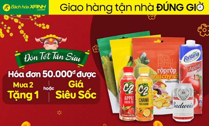 Khuyến mãi Tết Tân Sửu, hóa đơn 50k được mua sản phẩm giá sốc hoặc mua 2 tặng 1