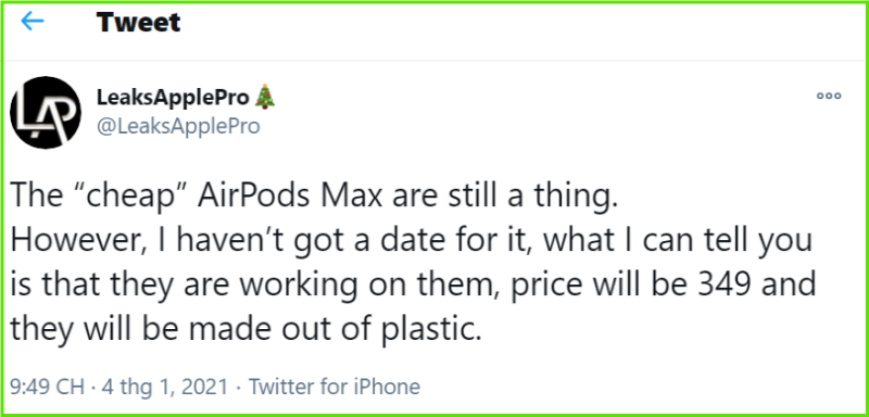LeaksApplePro tiết lộ Apple sắp ra mắt phiên bản AirPods Max giá mềm