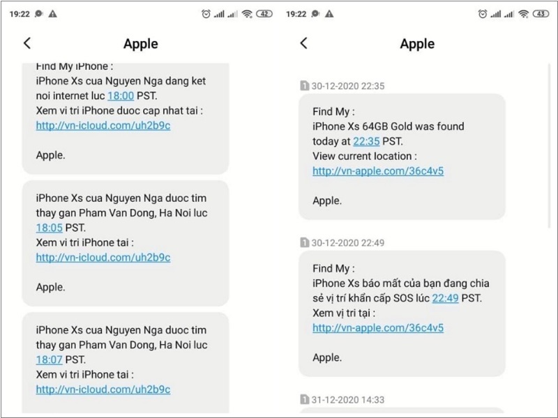 tin nhắn mạo danh Apple, yêu cầu người dùng truy cập website tên miền tin nhắn mạo danh Apple, yêu cầu người dùng truy cập website tên miền