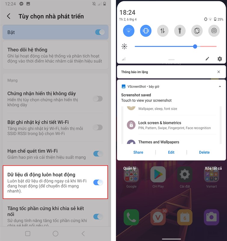 10 bí mật trong chế độ nhà phát triển giúp bạn xài Android mượt hơn > Dữ liệu di động luôn hoạt động