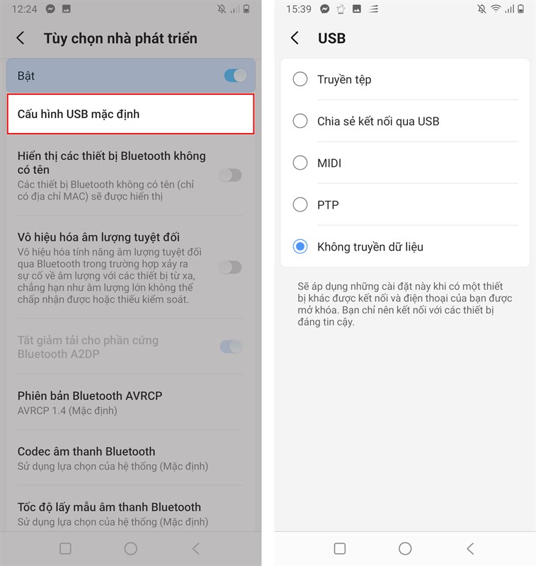 10 bí mật trong chế độ nhà phát triển giúp bạn xài Android mượt hơn > Cấu hình USB mặc định