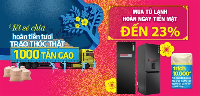 Top 5 tủ lạnh giảm giá đến 24%, mua ngay góp tiền trao gạo dịp Tết sẻ chia