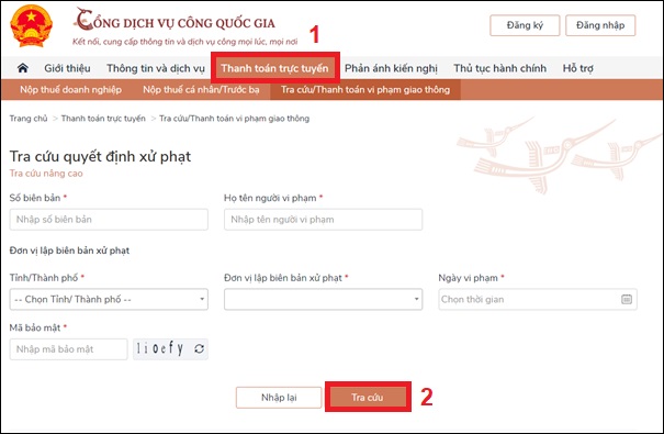 Tra cứu quyết định xử phạt vi phạm giao thông