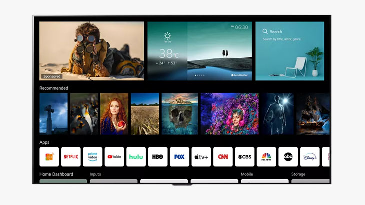 Giao diện hệ điều hành webOS 6.0 trên smart TV LG