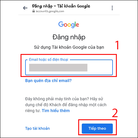  Đăng nhập Gmail