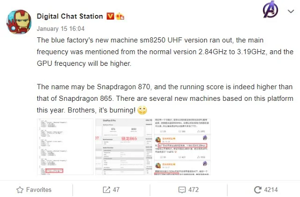 Tiết lộ của leaker về snapdragon 870