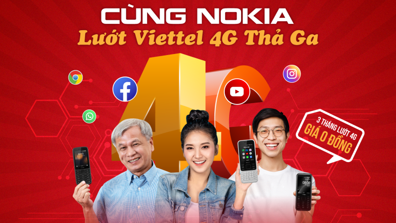 CÙNG NOKIA LƯỢT VIETTEL 4G THẢ GA