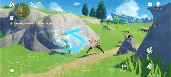 Chi tiết trong tựa game Genshin Impact khi chơi trên S21+ 5G lại không sắc nét cho lắm. Chi tiết trong tựa game Genshin Impact khi chơi trên S21+ 5G lại không sắc nét cho lắm.