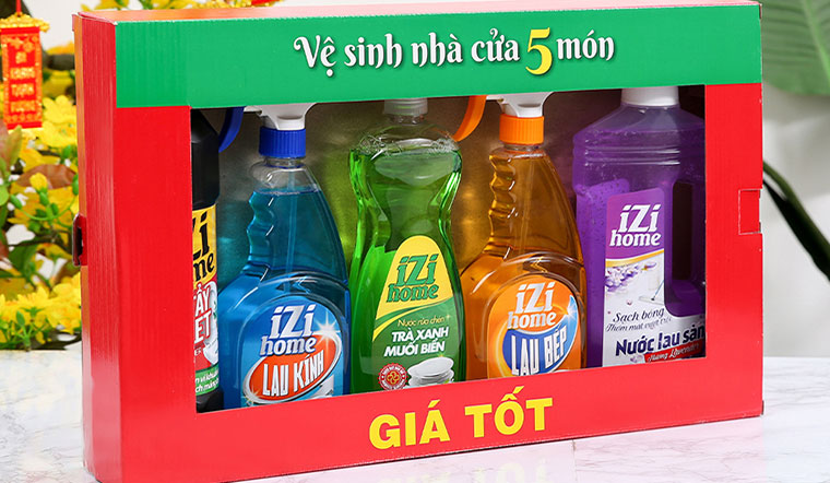 Bộ vệ sinh nhà cửa IZI HOME 5 món giúp nhà cửa sạch bong, sáng bóng đón Tết