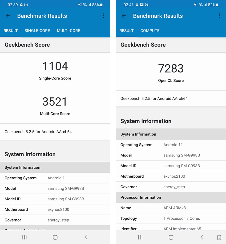 Test the CPU and performance of the Galaxy S21 Ultra 5G with Geekbench 5 Test the CPU and performance of the Galaxy S21 Ultra 5G with Geekbench 5