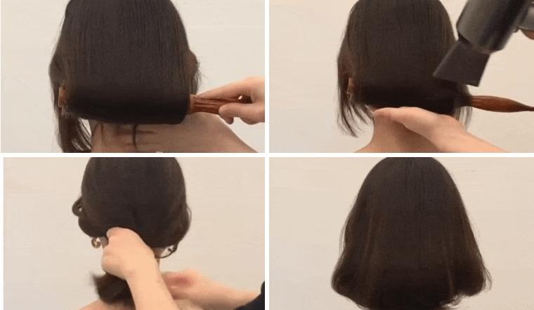 Cách tạo kiểu tóc uốn cụp đuôi bằng lược tròn