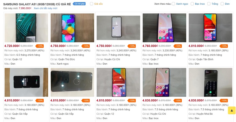 Galaxy A51 hàng đổi trả