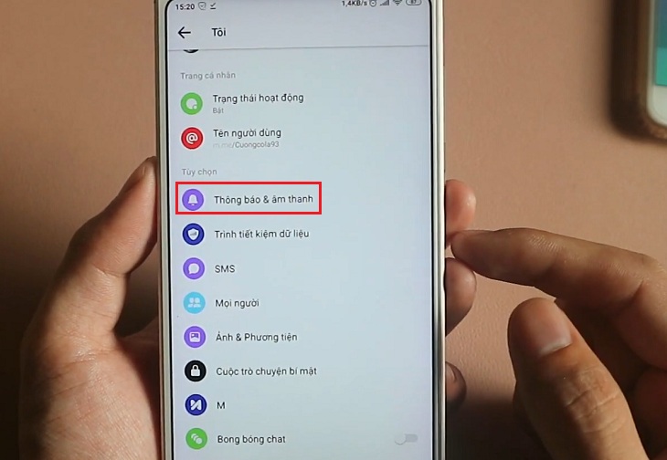 Cách đổi nhạc chuông Messenger trên điện thoại Android nhanh nhất > Chọn mục Âm thanh và thông báo