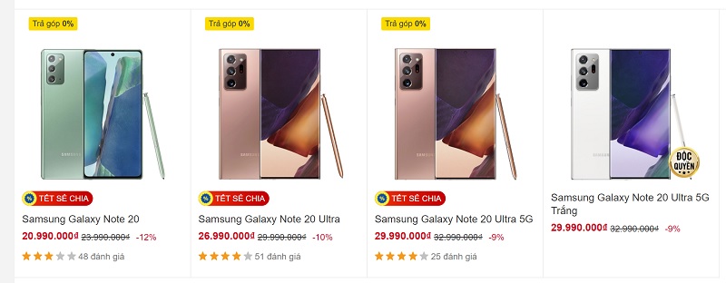 Galaxy Note 20 Series giảm giá Galaxy Note 20 Series giảm giá