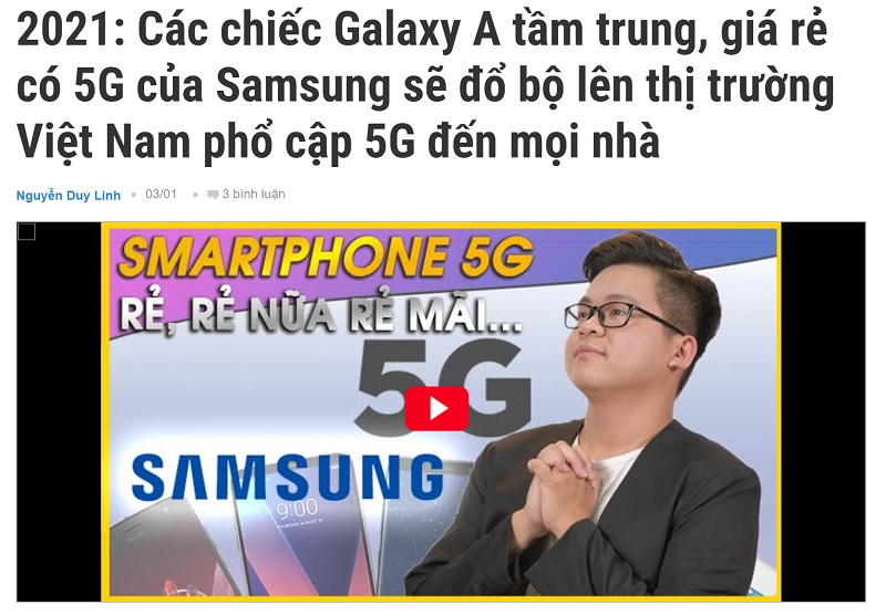Samsung phổ cập 5G Samsung phổ cập 5G