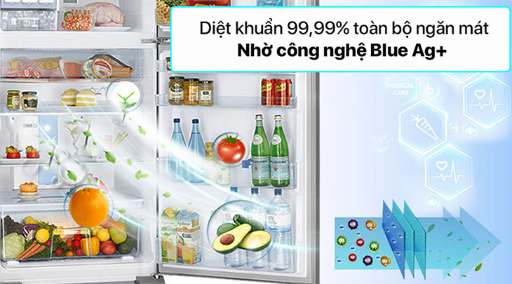 Tủ lạnh Panasonic có ngăn cấp đông mềm diệt khuẩn 99.9% Blue Ag+