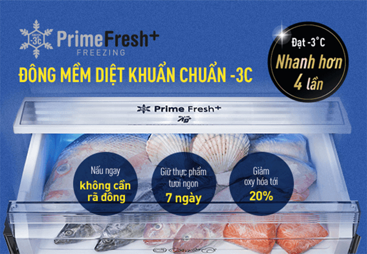 Công nghệ cấp đông mềm Prime Fresh+ trên tủ lạnh Panasonic