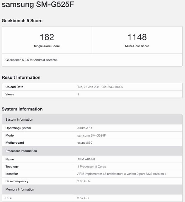 Galaxy XCover 5 trên Geekbench Galaxy XCover 5 trên Geekbench