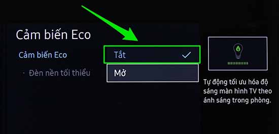 Tivi có tính năng cảm biến ánh sáng