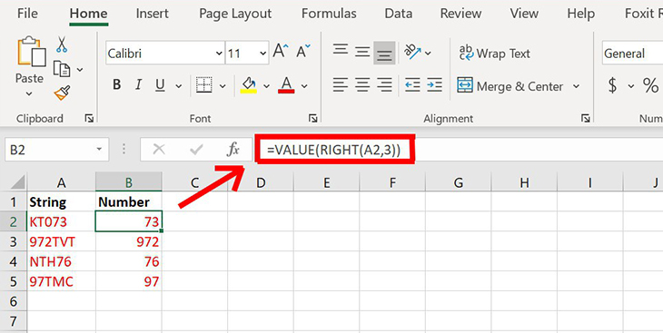 Cách sử dụng hàm VALUE trong Excel chi tiết, đơn giản > Sử dụng hàm VALUE kết hợp RIGHTLEFT