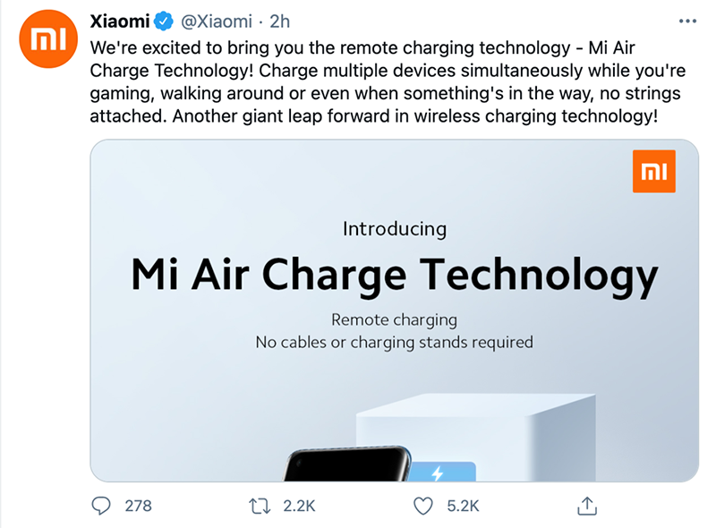 Xiaomi cho ra mắt Mi Air Charge Xiaomi cho ra mắt Mi Air Charge