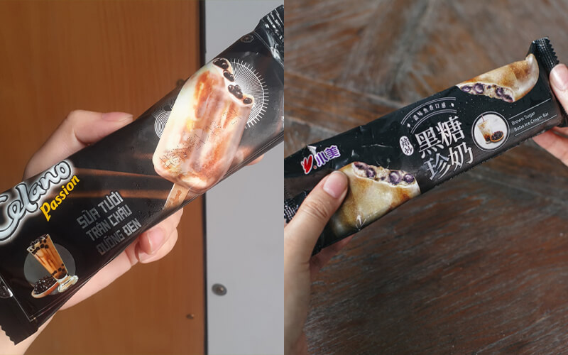 Về diện mạo, cây kem có thiết kế khá giống dòng kem trà sữa trân châu "hot trend" trước đó ở Đài Loan