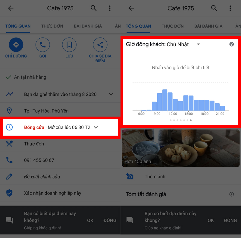 Xem thời gian đóng mở của và mật độ khách Xem thời gian đóng mở của và mật độ khách